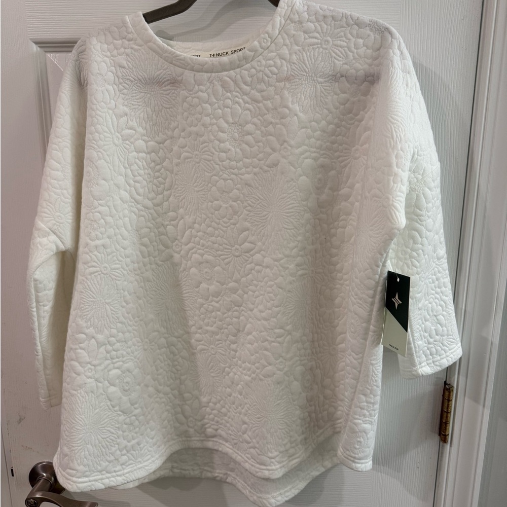 Tuckernuck Cream Floral Embossed Sweatshirt